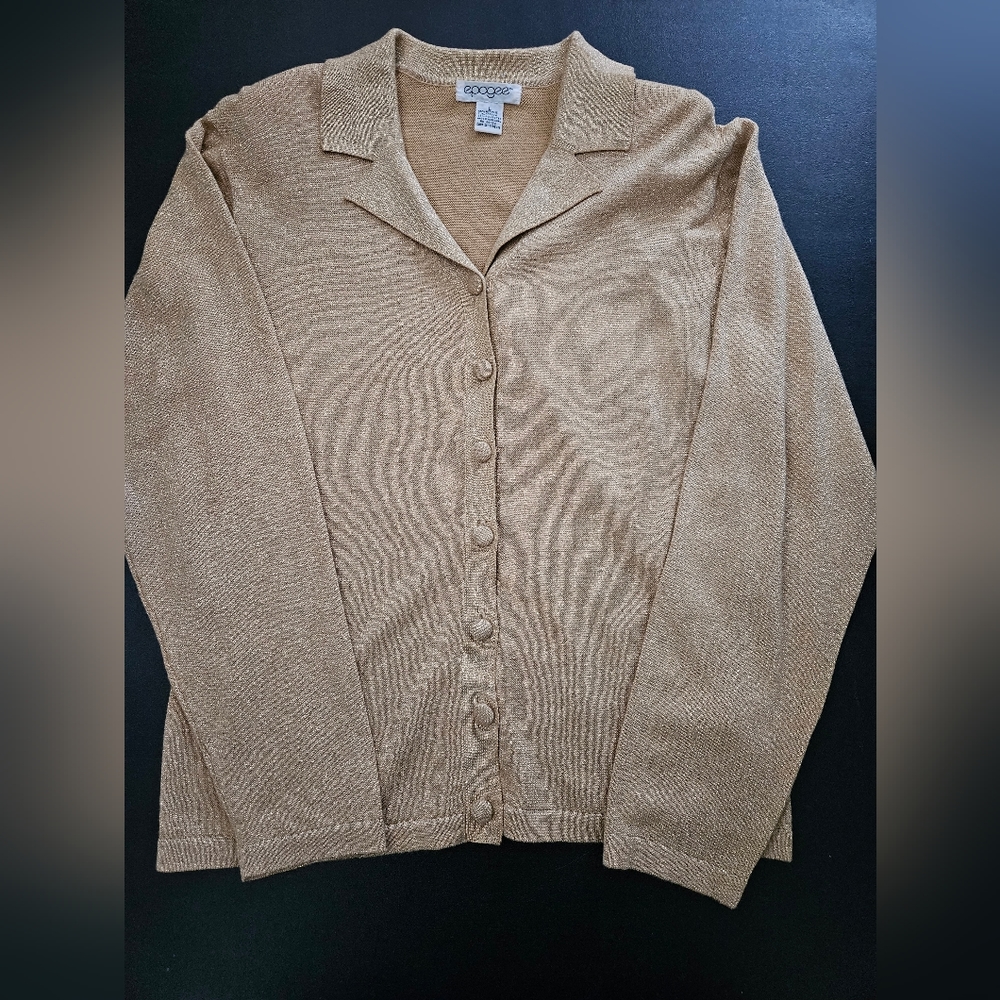 Vintage - Gold Threaded Epogee Cardigan Sweater - NWOT - Size L